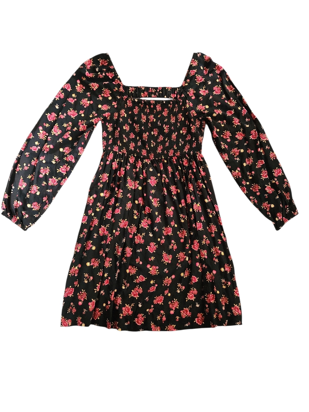 Old Navy Floral Smocked Dress with Long Sleeves-Size Small - Picture 3 of 6